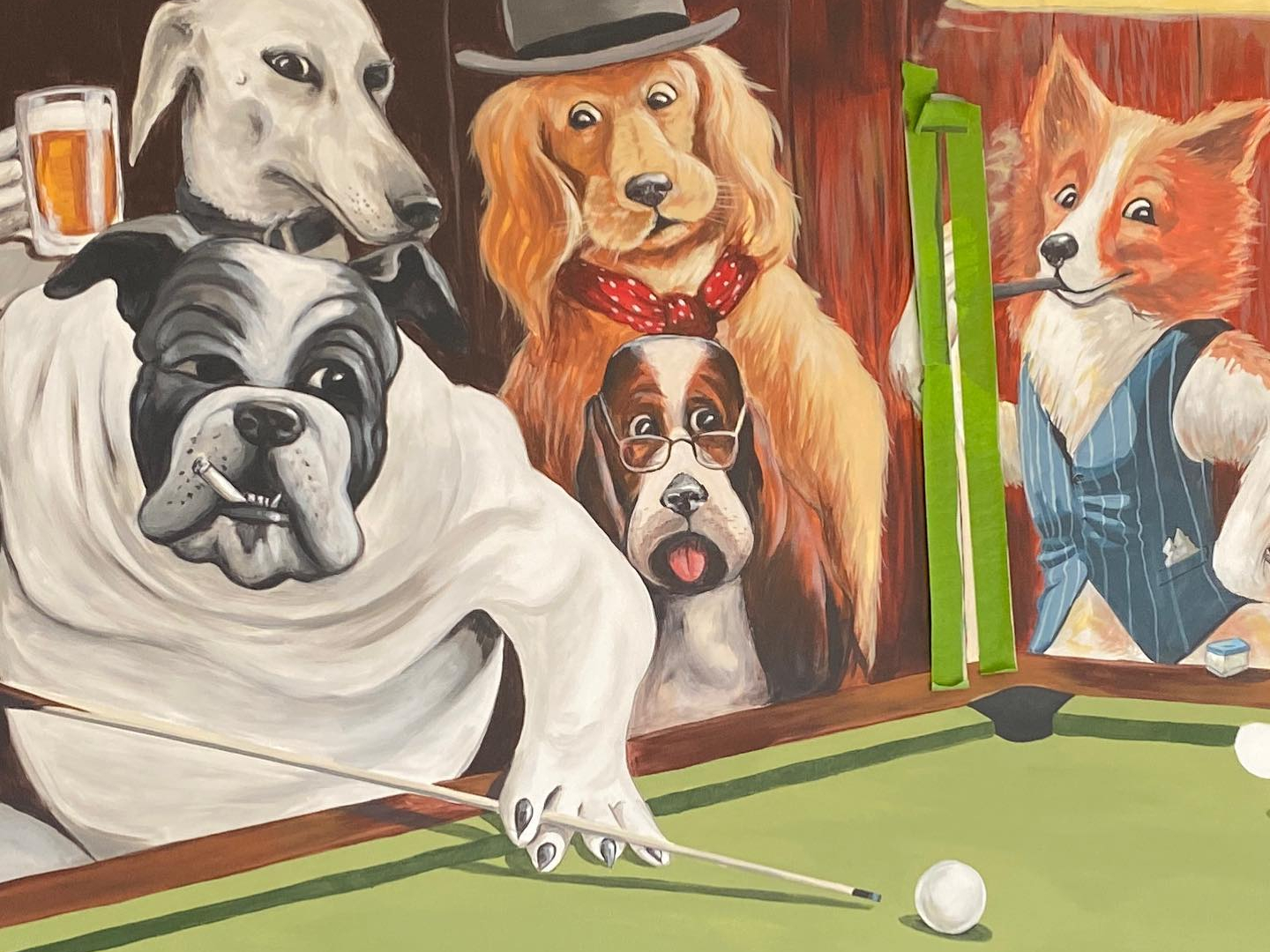 Dogs Playing Pool