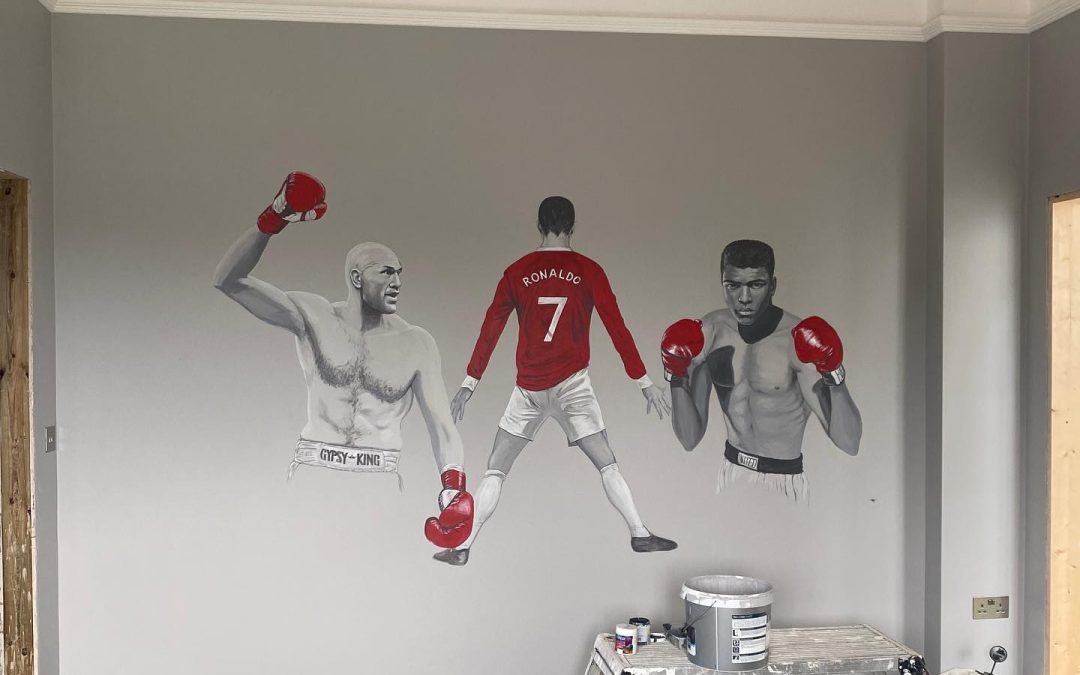 A Trio Mural of Sporting Heroes