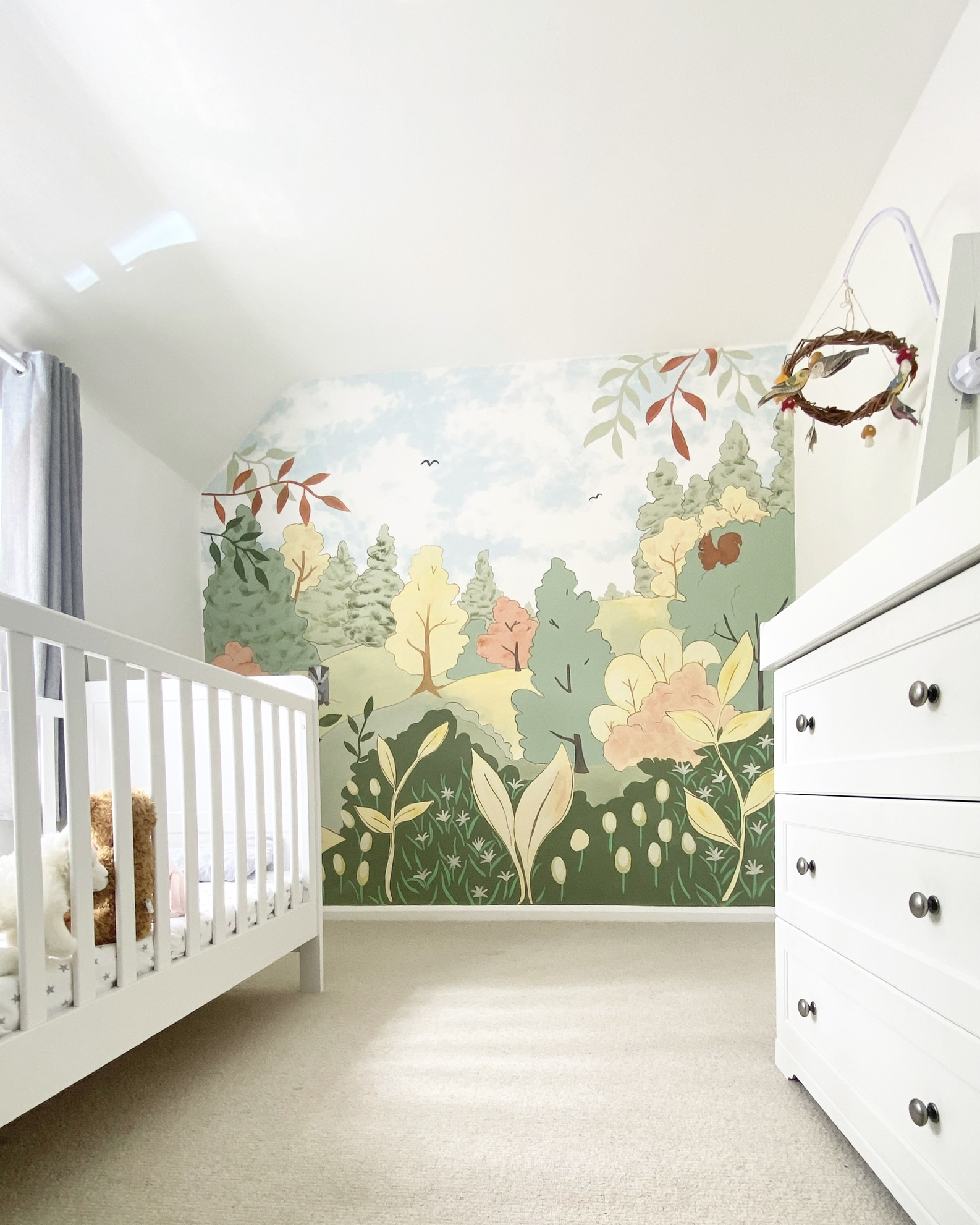 Dreamy nursery bedroom cloudy sky at night